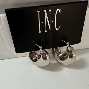 INC Silver Polished Hoop Earrings